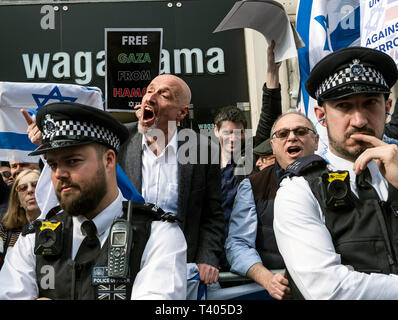 Rally for Palestine outside the Israeli Embassy: Exist,Resist, Return. A global call for solidarity on the 1st anniversary of the start of the Great Return March. Stock Photo