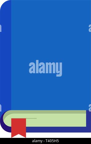 Closed book with blue cover red bookmark. Education flat vector isolated icon illustration Stock Vector