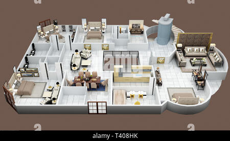 3d render apartment floor plan Stock Photo