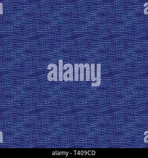 Vector seamless pattern with wavy drawn lines on a blue background Stock Vector