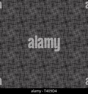 Vector seamless pattern with wavy drawn lines on a black background Stock Vector
