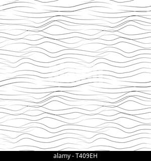 Vector seamless pattern with wavy drawn lines on a white background Stock Vector