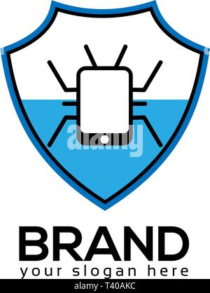 Virus protection logo template. Flat design Stock Vector