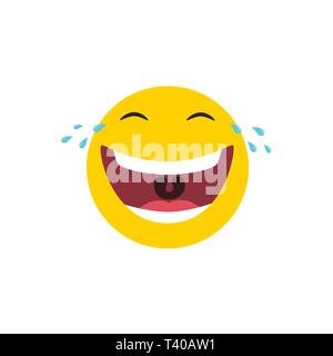 Laughing emoticon with tears of joy. Vector illustration. Stock Vector