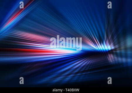 abstract dark background of light with stripes of colourful rays moving from the center Stock Photo