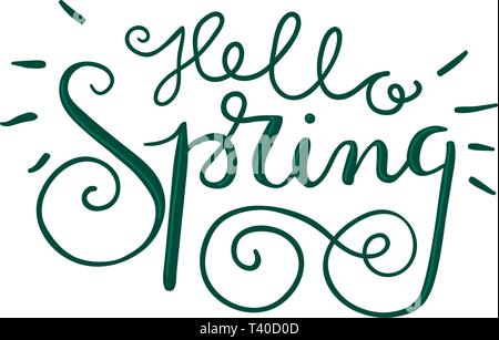Beautiful hand lettering of the text Hello Spring Stock Vector