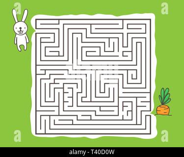 Maze game for children: Help rabbit get to the carrot Stock Vector