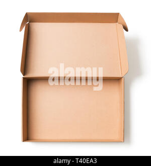 Open cardboard box top view isolated with no shadows clipping path included Stock Photo