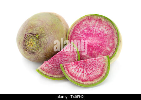 Watermelon radish closeup isolated on white background Stock Photo