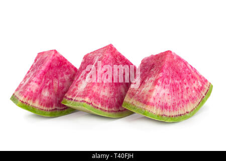 Watermelon radish closeup isolated on white background Stock Photo
