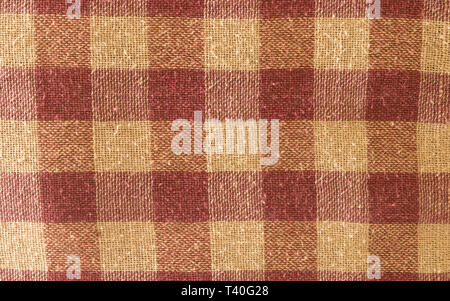 Close up abstract of block checked shape cotton print fabric background. Seamless colorful cloth textile texture of light crisscross pattern. Natural  Stock Photo