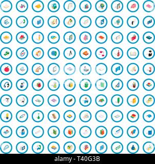 100 stationery icons set, isometric 3d style Stock Vector