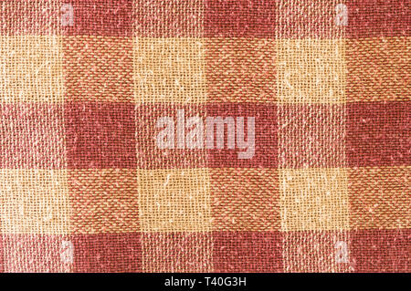 Close up abstract of block checked shape cotton print fabric background. Seamless colorful cloth textile texture of light crisscross pattern. Natural  Stock Photo