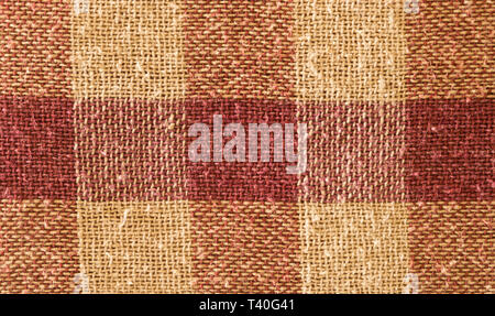 Close up abstract of block checked shape cotton print fabric background. Seamless colorful cloth textile texture of light crisscross pattern. Natural  Stock Photo