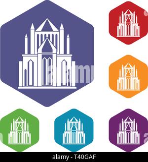 Cathedral icons vector hexahedron Stock Vector