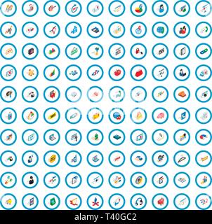 100 statistic data icons set, isometric 3d style Stock Vector