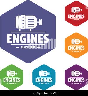 Engine icons vector hexahedron Stock Vector
