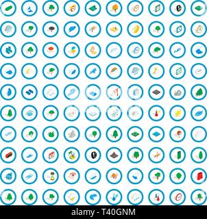 100 storm icons set, isometric 3d style Stock Vector