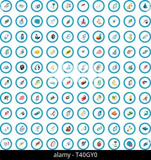100 strategy icons set, isometric 3d style Stock Vector