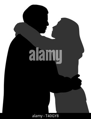 Couple hugging and talking Stock Photo