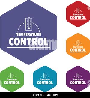 Temperature control icons vector hexahedron Stock Vector