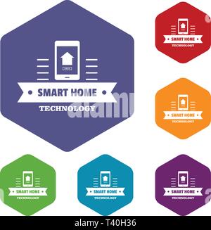 Smart technology icons vector hexahedron Stock Vector