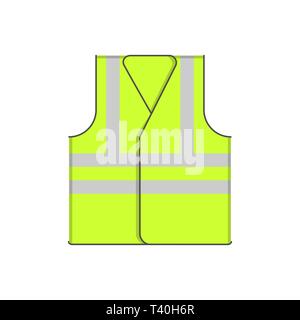 Safety yellow vest is isolated on a white background. Vector illustration. Stock Vector