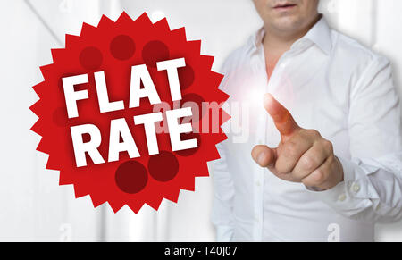 Flat rate touchscreen concept is operated by man. Stock Photo