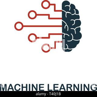 Machine Learning icon in two color design. Red and black style elements from machine learning icons collection.  Creative machine learning icon. For w Stock Vector