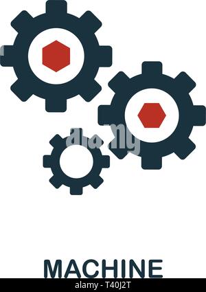 Machine icon in two color design. Red and black style elements from machine learning icons collection.  Creative machine icon. For web design, apps, s Stock Vector