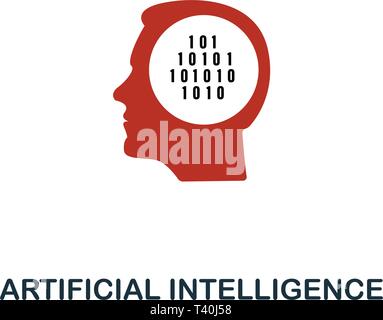 Artificial Intelligence icon in two color design. Red and black style elements from machine learning icons collection. Creative artificial intelligenc Stock Vector