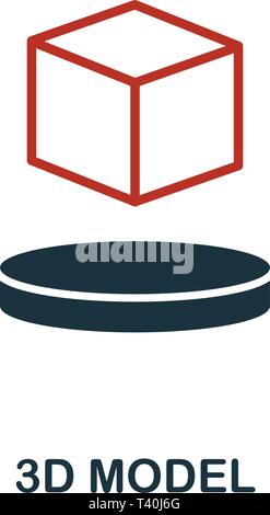 3D Model icon in two color design. Red and black style elements from machine learning icons collection.  Creative 3d model icon. For web design, apps, Stock Vector