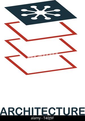Architecture icon in two color design. Red and black style elements from machine learning icons collection.  Creative architecture icon. For web desig Stock Vector