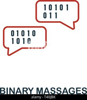 Binary Massages icon in two color design. Red and black style elements from machine learning icons collection.  Creative binary massages icon. For web Stock Vector