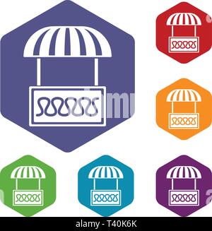 Commercial stall icons vector hexahedron Stock Vector