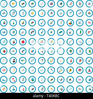 100 science icons set, isometric 3d style Stock Vector