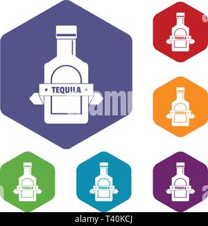 Tequila icons vector hexahedron Stock Vector