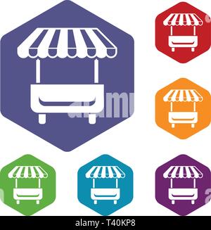 Local stall icons vector hexahedron Stock Vector
