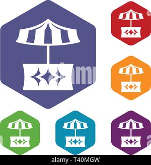 Food stall icons vector hexahedron Stock Vector
