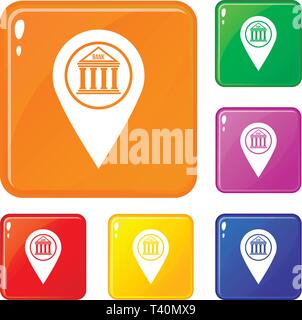 Map pin icons set vector color Stock Vector