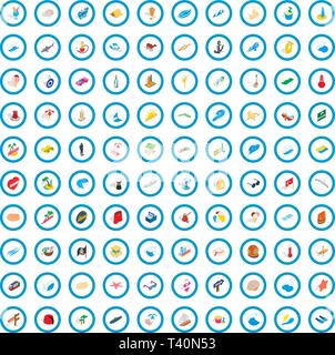 100 sea trip icons set, isometric 3d style Stock Vector