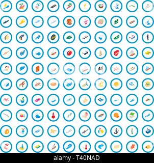 100 seawind icons set, isometric 3d style Stock Vector