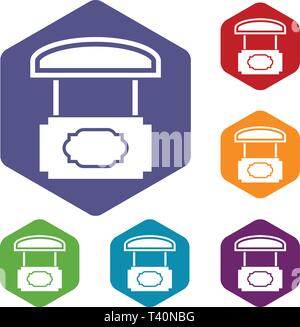 Wood stall icons vector hexahedron Stock Vector