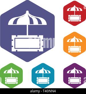 Snack stall icons vector hexahedron Stock Vector