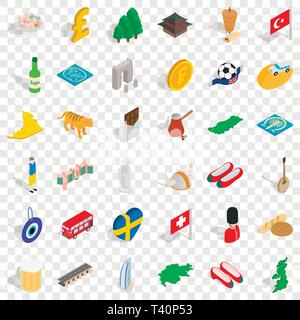Big world icons set, isometric style Stock Vector