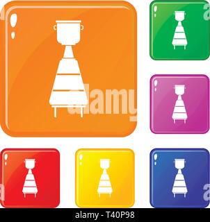 Wine distillery equipment icons set vector color Stock Vector