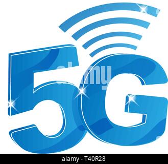 5G internet network vector logo. Isolated icon for 5 G mobile net or wireless high speed connection . vector illustration Stock Vector