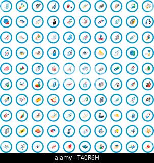 100 research development icons set Stock Vector