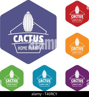Art cactus icons vector hexahedron Stock Vector