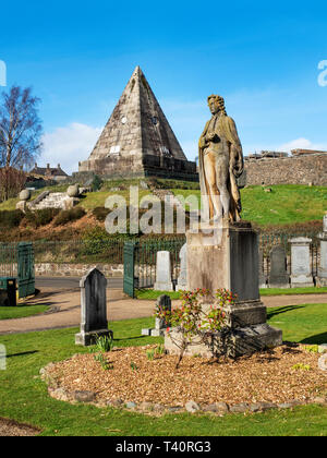 Ebenezer Erskine statue and the Star Pyramid in the Old Town Cemetery City of Stirling Scotland Stock Photo